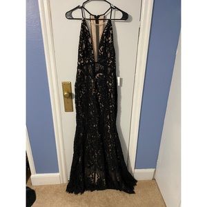 Lulus “Practically Perfect Black and Nude Mermaid Maxi Dress”